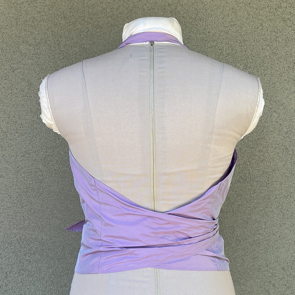 Ann Taylor Y2K 2000s iridescent halter wrap top - Picture 5 of 8